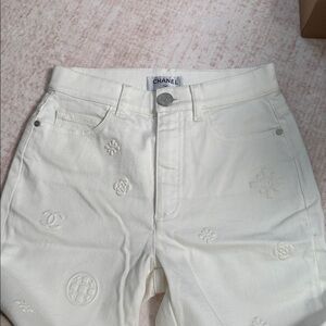 Chanel White 3D Jeans